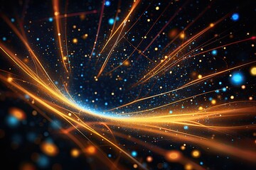 Obraz premium Colorful neon speed light lines background. Fiber optic Technology. Futuristic wallpaper. banner. Illustration. Generative AI