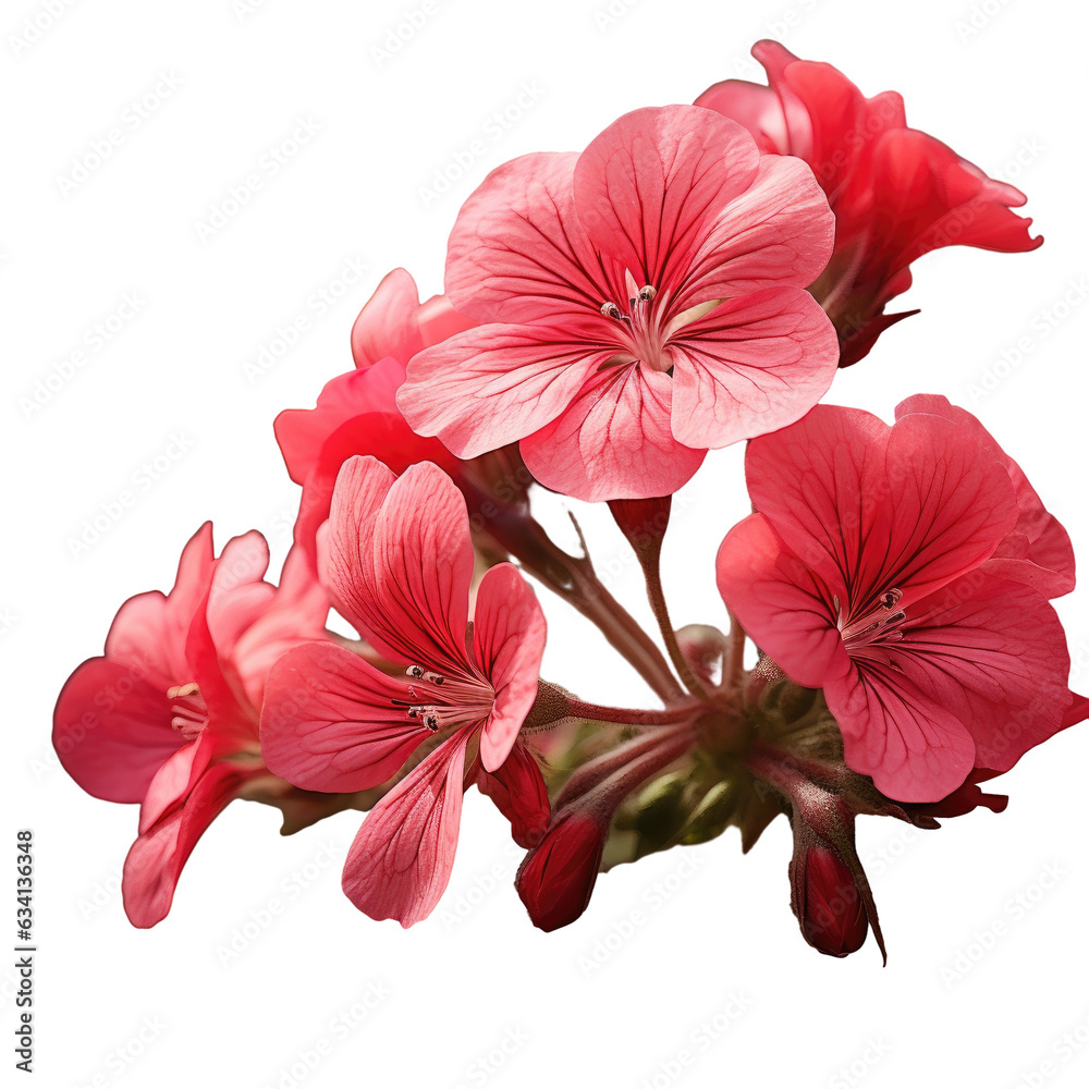 Wall mural Stunning red geraniums macro flower in the garden