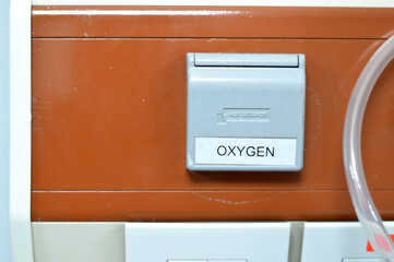 Oxygen medical gas outlet, central line for hospitals and emergency, oxygen port, vacuum plug at...