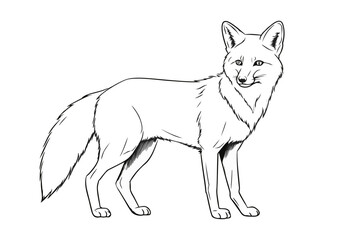 Fox pencil drawing coloring book. Vector illustration