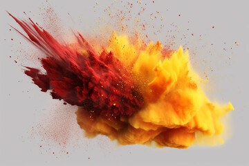 Explosion of colored powder on a white background. 3d rendering