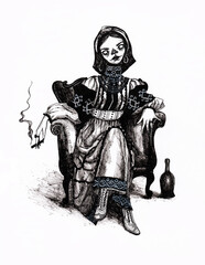 Obraz premium Woman with a cigarette