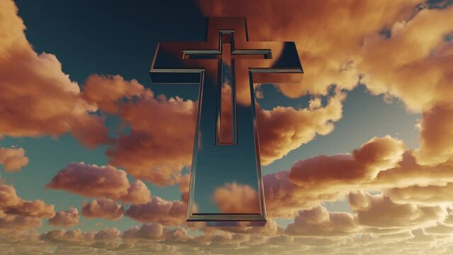 Holy Christian cross in the clouds. 