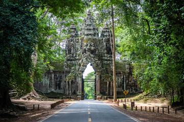 amazing view of angkor thom entrance, cambodia