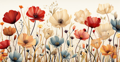 Flowers Watercolor Background Wallpaper - obrazy, fototapety, plakaty
