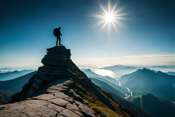 person on top of mountain