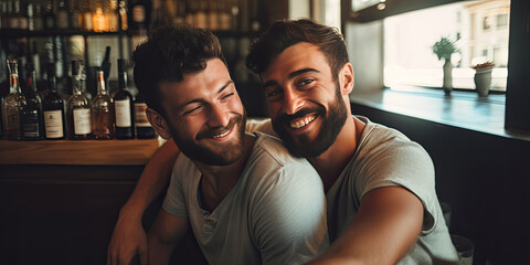 Obraz premium Portrait of male gay couple in love