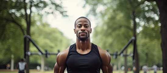 African American man determined training at park