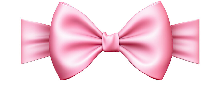 lazo de seda  o pajarita rosa sobre fondo blanco transparente, png. Ilustracion de ia generativa