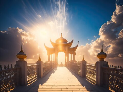 temple of heaven stairway to heaven gates. ai generative