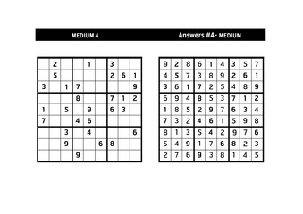 Sudoku puzzle game.Sudoku puzzle with a solution - MEDIUM LEVEL 