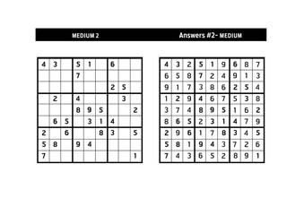 Sudoku puzzle game.Sudoku puzzle with a solution - MEDIUM LEVEL 