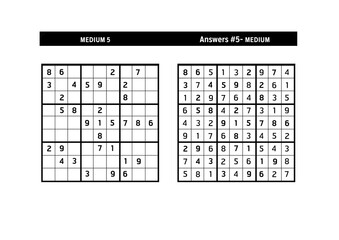 Sudoku puzzle game.Sudoku puzzle with a solution - MEDIUM LEVEL 
