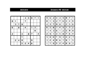 Sudoku puzzle game.Sudoku puzzle with a solution - MEDIUM LEVEL 