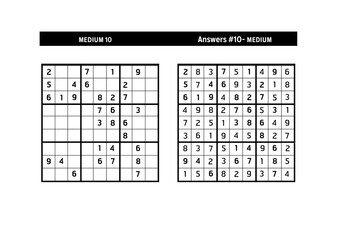Sudoku puzzle game.Sudoku puzzle with a solution - MEDIUM LEVEL 