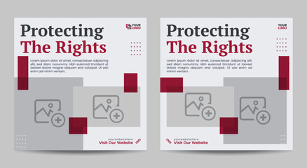 Lawyer social media post, law banner template design.