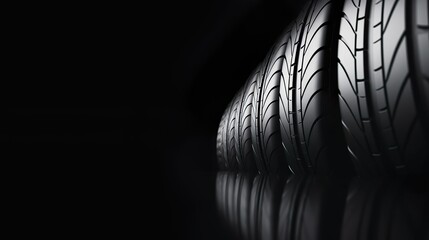 new car tires against dark background banner design.