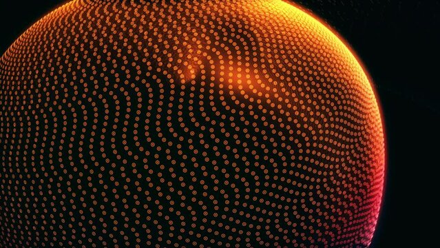 3D animation of particulars in magnificent motion creating amorphous forms, with spherical oscillation effects, 4K abstract background of future shape