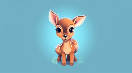 cute baby deer clipart t-shirt design solid background.Generative AI