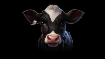 cute cow clipart dark background.Generative AI