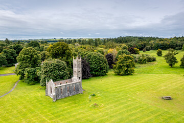 Aerial view over Lough Key Forest Park, Roscommon, Ireland 