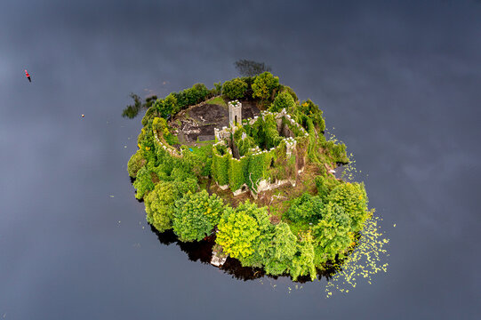 Aerial view over Lough Key  Roscommon, Ireland 