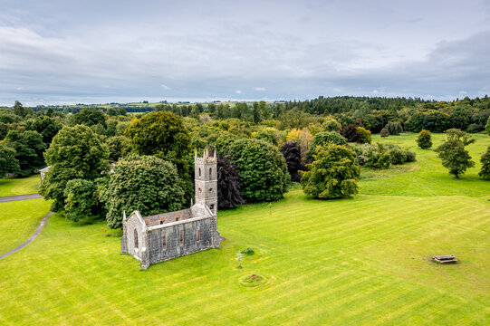 Aerial view over Lough Key Forest Park, Roscommon, Ireland 