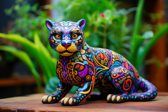 Alebrije Mexican folk art, wood carving, jaguar