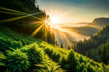 High angle view of marijuana leaves