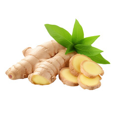 ginger root on white background, png file