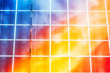 background texture of multicolored solar panels