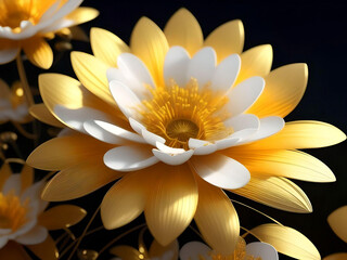 White, yellow  lotus flower