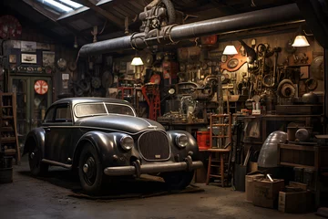 Dekokissen old car garage © bihanc