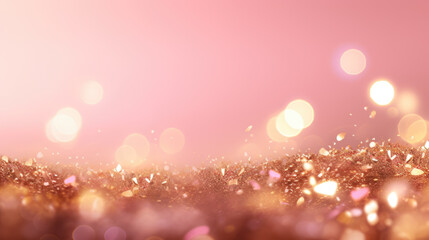 Fototapeta na wymiar Golden Sparkles on Pink Pastel background. Created with Generative AI technology.