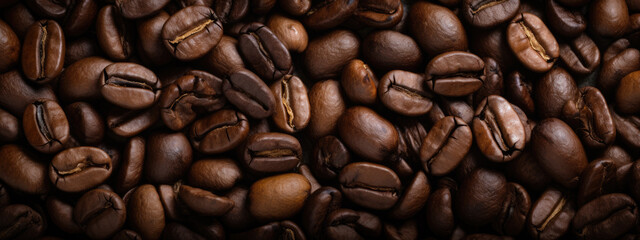 Roasted coffee beans background. Created with Generative AI technology.