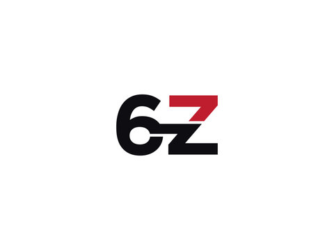 Modern 6Z Logo Letter, Typography Number 6z Alphabet Logo Letter Vector