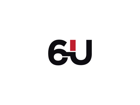 Modern 6U Logo Letter, Typography Number 6u Alphabet Logo Letter Vector