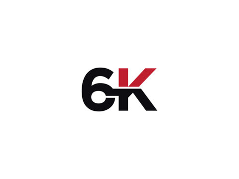 Modern 6K Logo Letter, Typography Number 6k Alphabet Logo Letter Vector