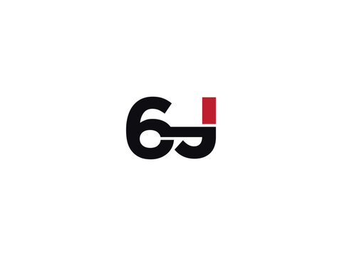 Modern 6J Logo Letter, Typography Number 6j Alphabet Logo Letter Vector