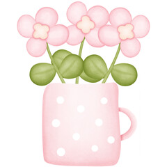 Flowers in cup isolated on transparent background 