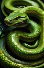 Fototapeta premium Naga - A serpent-like creature that is often depicted with the head of a human and the body of a serpent. Nagas are associated with water and are believed to be protectors of underground treasures