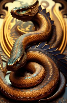 Naga - A serpent-like creature that is often depicted with the head of a human and the body of a serpent. Nagas are associated with water and are believed to be protectors of underground treasures