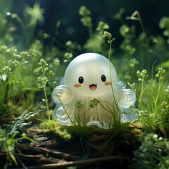 Photo of cute ghost in the autumn forest