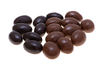almonds in chocolate glaze isolated