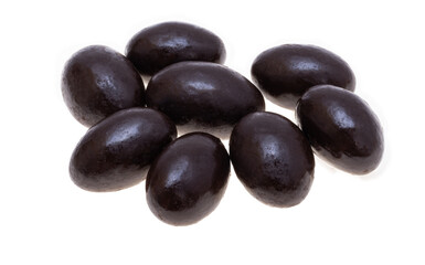 almonds in chocolate glaze isolated