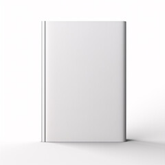 Blank vertical book cover mockup template with pages in front side standing on white background