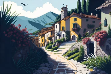 Fotobehang South Italy city. AI generated illustration © vector_master