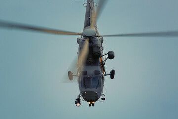 Military helicopter a the sky during airshow