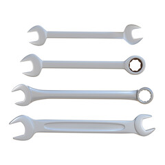 3D Rendering Different Types Of Wrenches Isolated On Transparent Background, PNG File Add