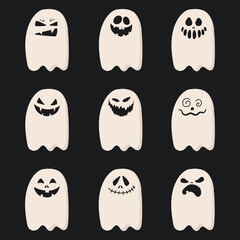 Obraz premium A set of cute Halloween ghosts.